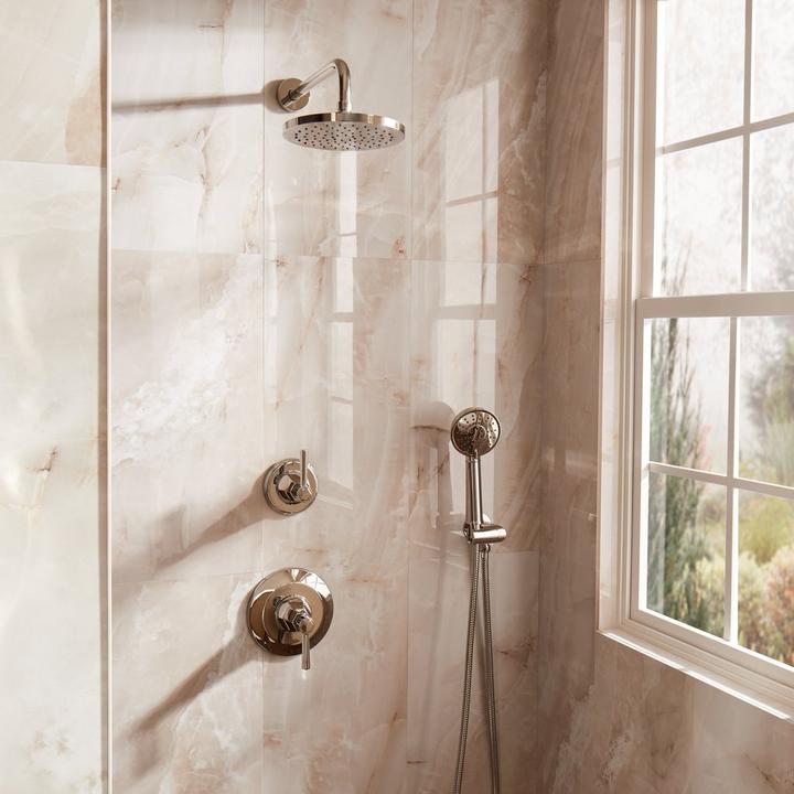 Elita Pressure Balance Shower System with Hand Shower - Cross Handles - Polished Nickel
