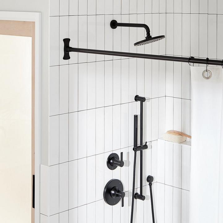 Lentz Pressure Balance Shower System With Slide Bar and Hand Shower - Lever Handles - Matte Black
