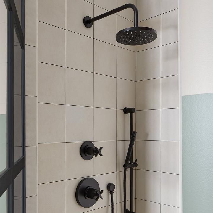 Vassor Pressure Balance Shower System with Slide Bar and Hand Shower - Matte Black
