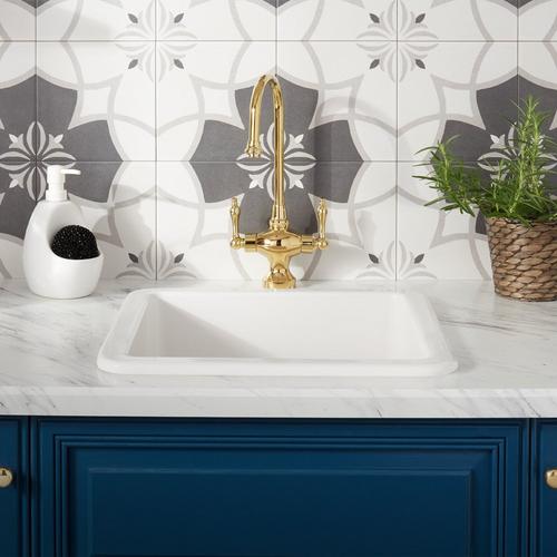 18" Derin Square Fireclay Dual-Mount Prep Sink