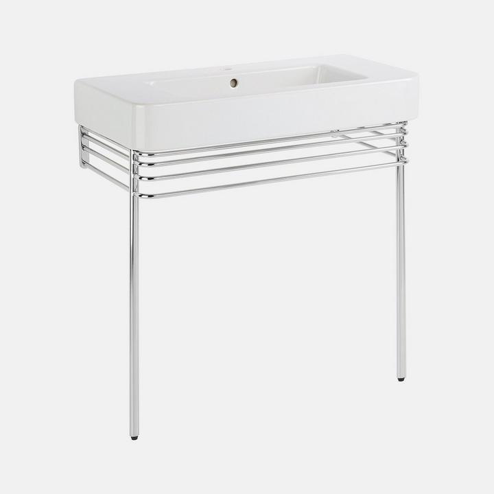 34" Burleson Porcelain Console Sink With Brass Stand in Chrome