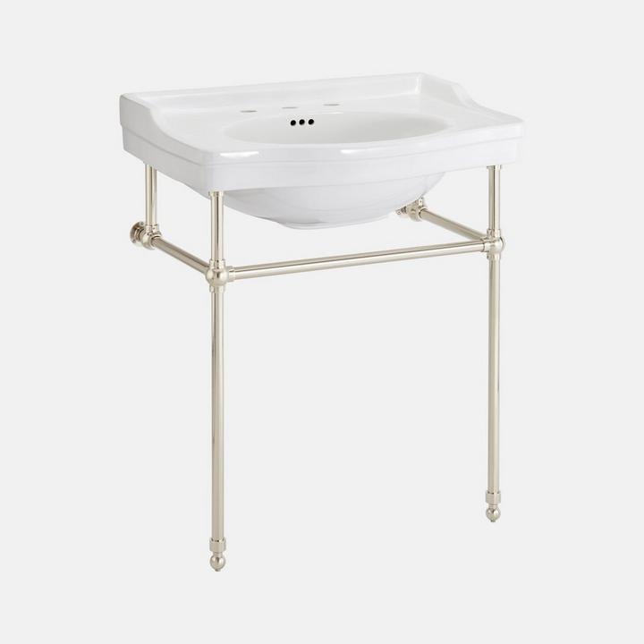 30" Cierra Console Sink with Brass Stand in Polished Nickel