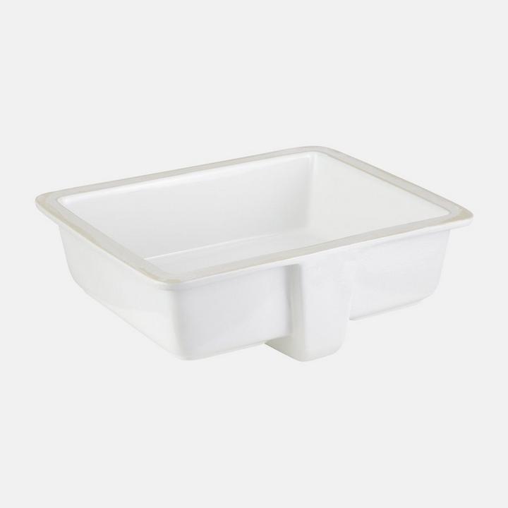 Destin Rectangular Porcelain Undermount Bathroom Sink White - Glazed Underside