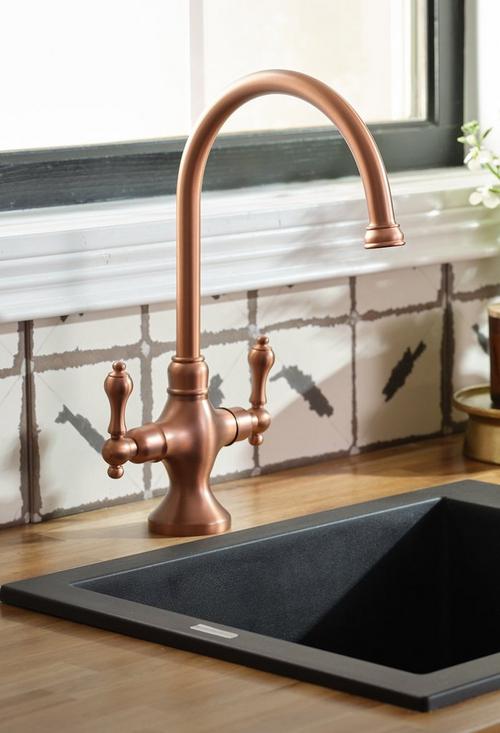 Isabel Single-Hole Gooseneck Bar Faucet in Satin Copper