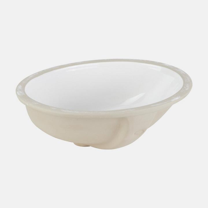 15" Mangrove White Oval Porcelain Undermount Bathroom Sink