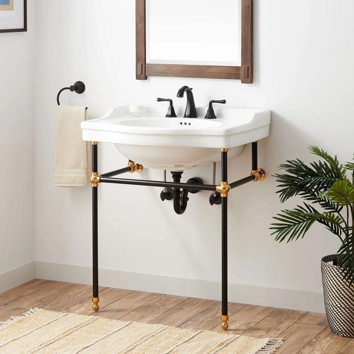 console sink with black stand