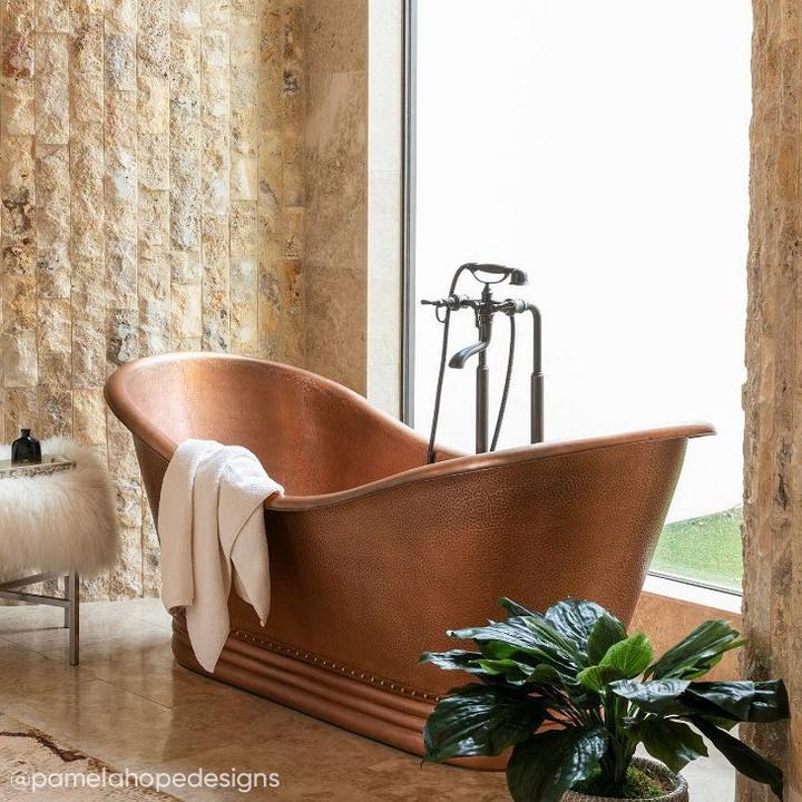 72" Paige Copper Double Slipper Tub