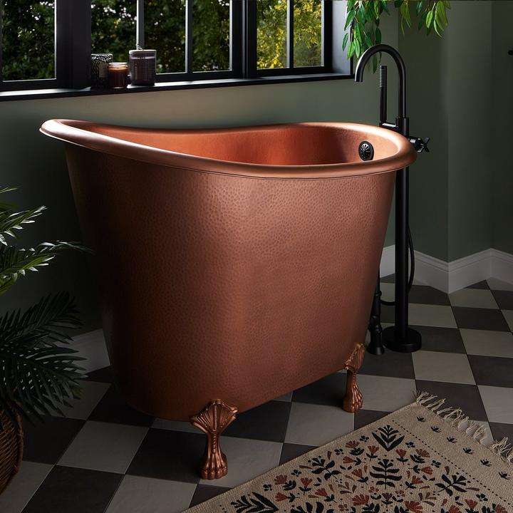 49" Abbey Hammered Copper Clawfoot Single Slipper Tub