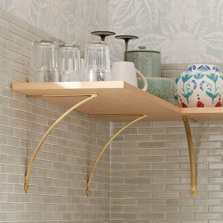 Keeton Solid Brass Shelf Bracket in Satin Brass for easy upgrades