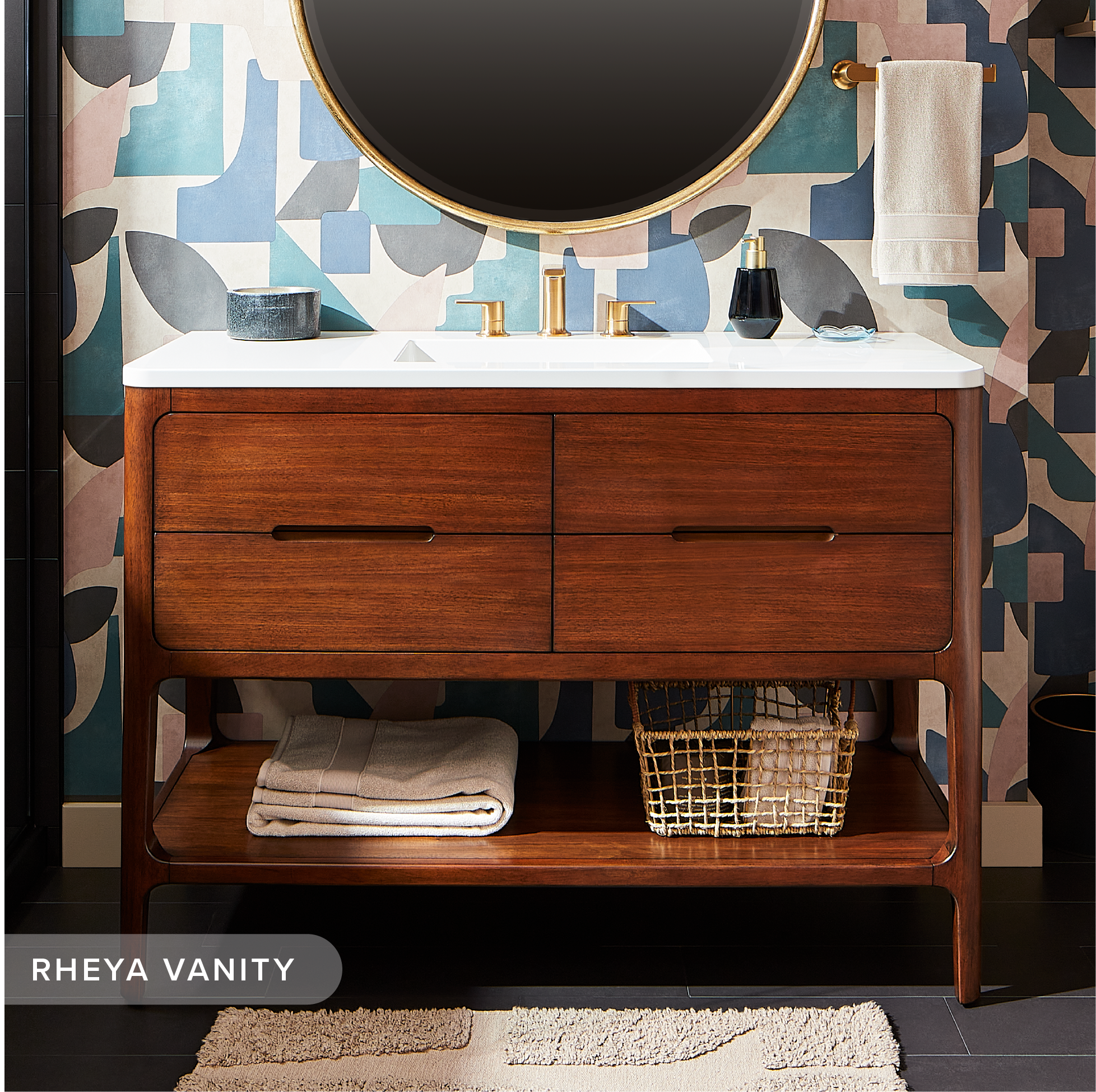 48 inch Rheya Narrow Console Vanity and Sink - Winterland Walnut