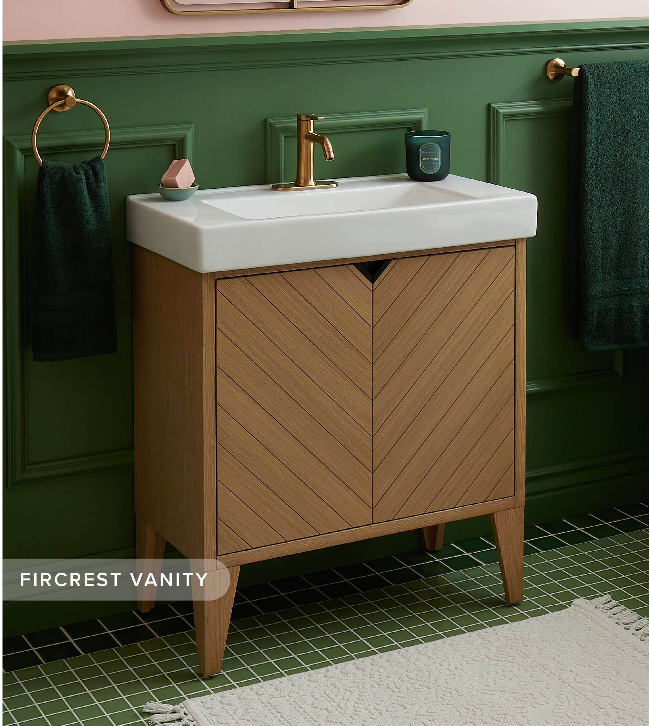 30 inch Fircrest Vanity with Integral Sink - Sandy Oak