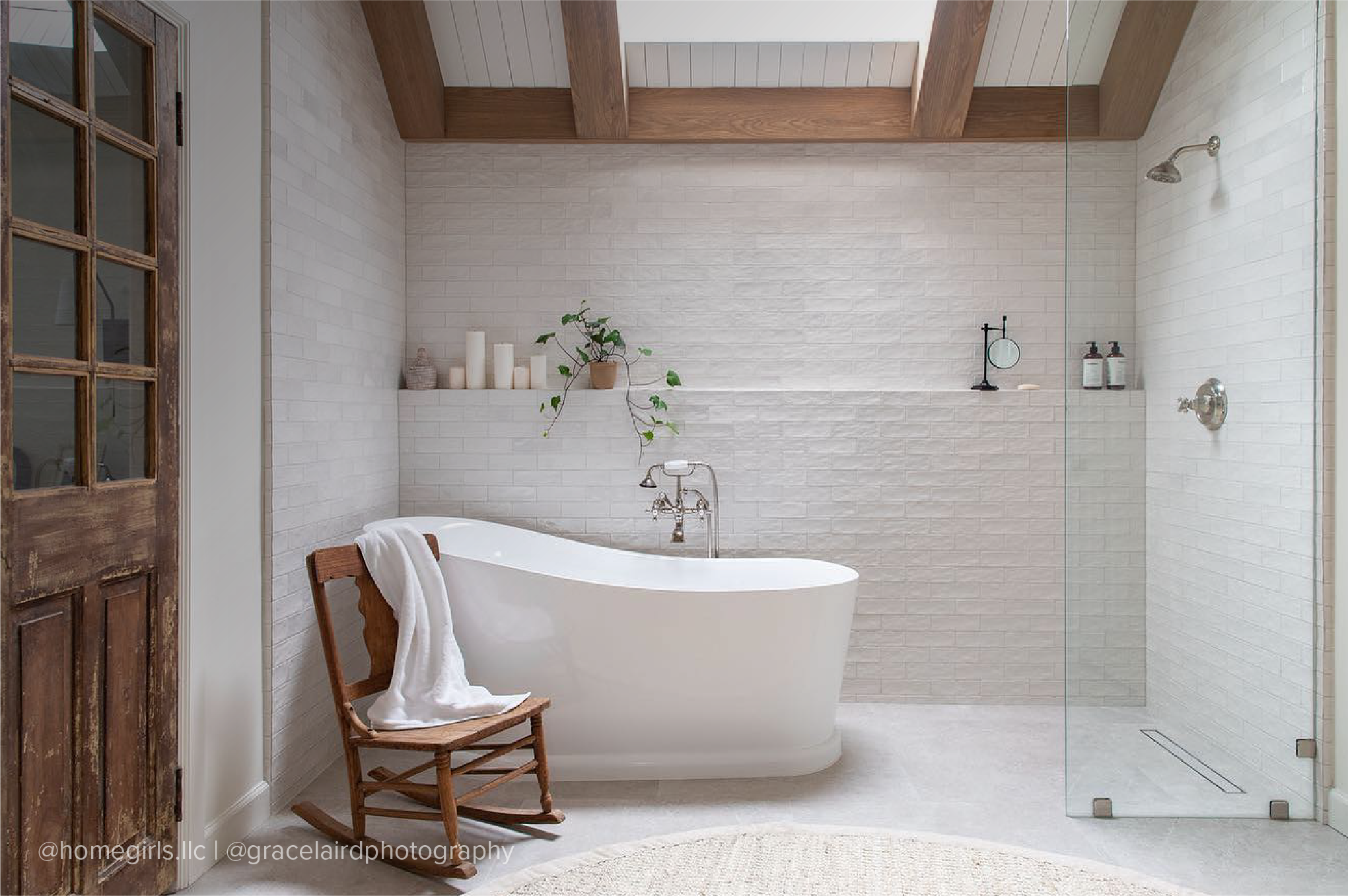 Wetroom with Freestanding Telephone Tub Faucet, Supplies & Valves in Chrome