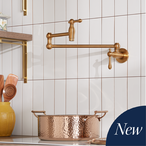 Traditional Retractable Pot Filler Faucet in Brushed Gold