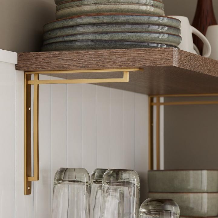Harridge Solid Brass Shelf Bracket in Satin Brass for easy upgrades