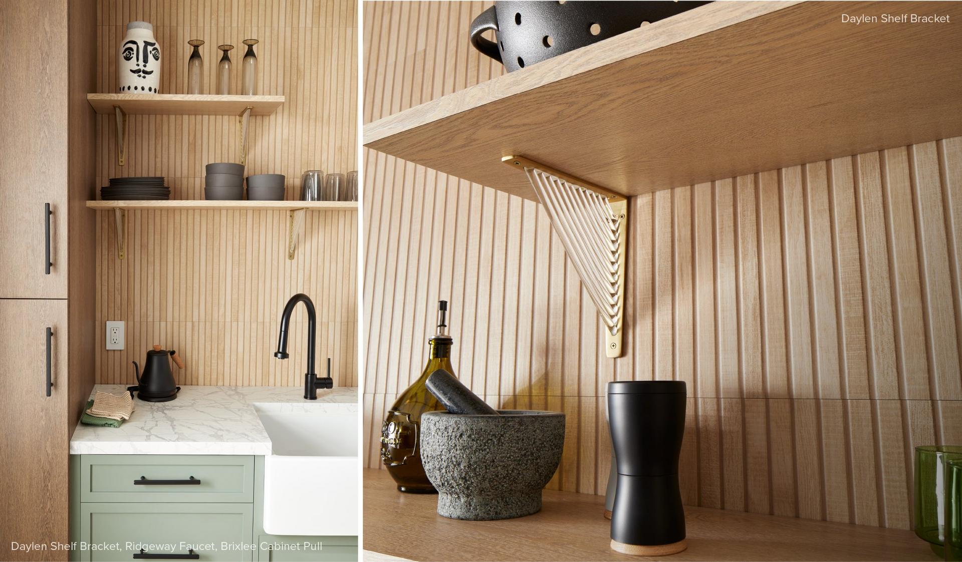 Daylen Brass and Acrylic Shelf Bracket - Satin Brass