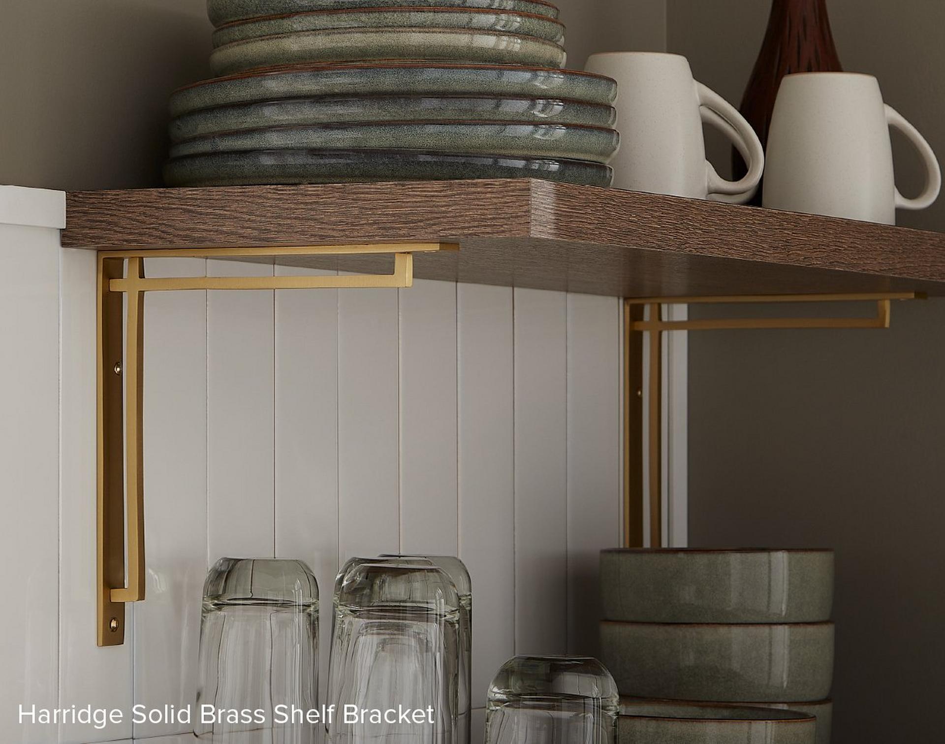 Harridge Solid Brass Shelf Bracket - Satin Brass