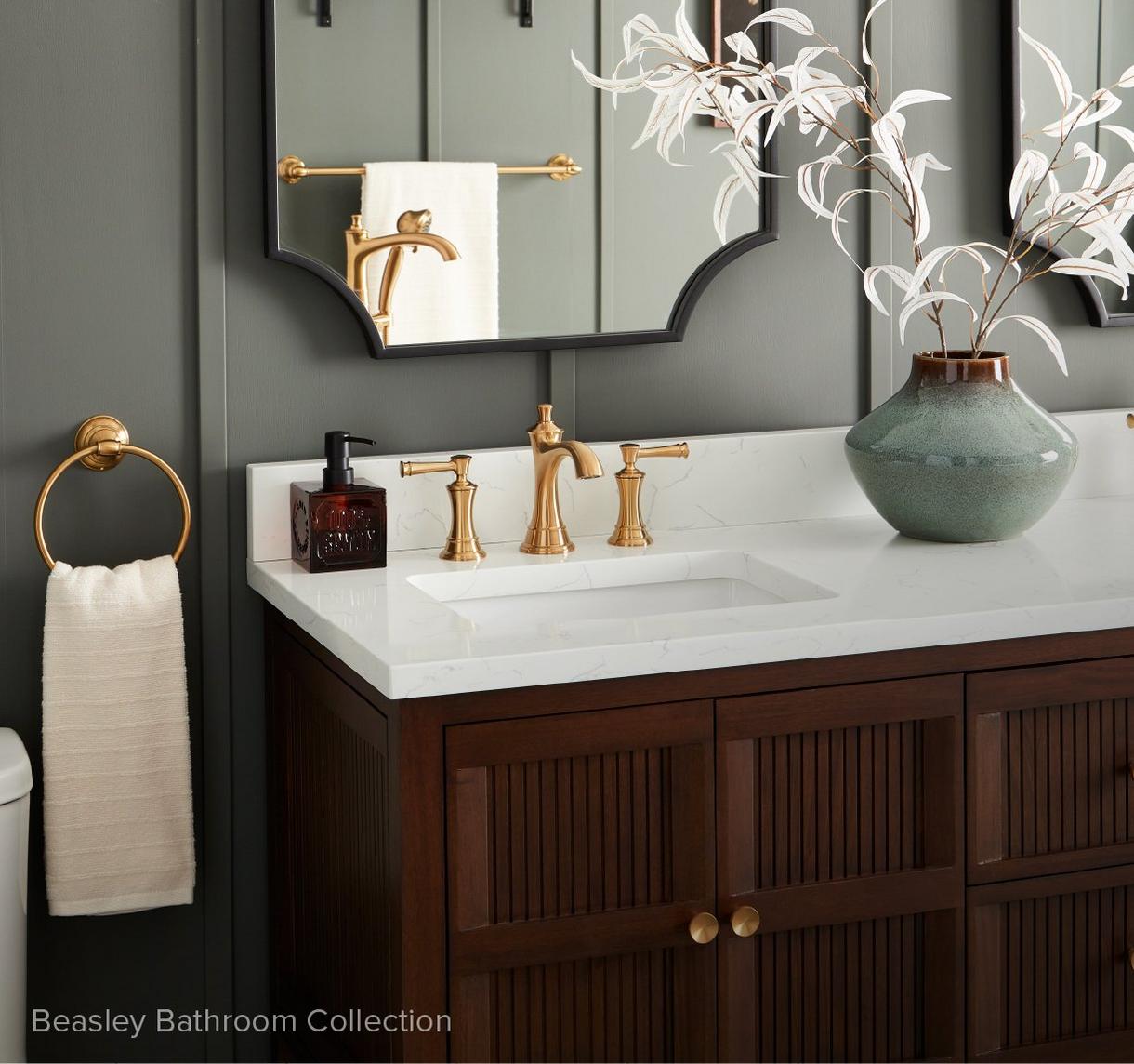 Beasley Bath Accessory Set in Brushed Gold