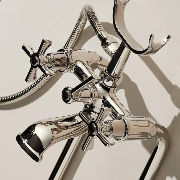 Marceau Freestanding Tub Faucet with Hand Shower - Cross Handles - Polished Nickel
