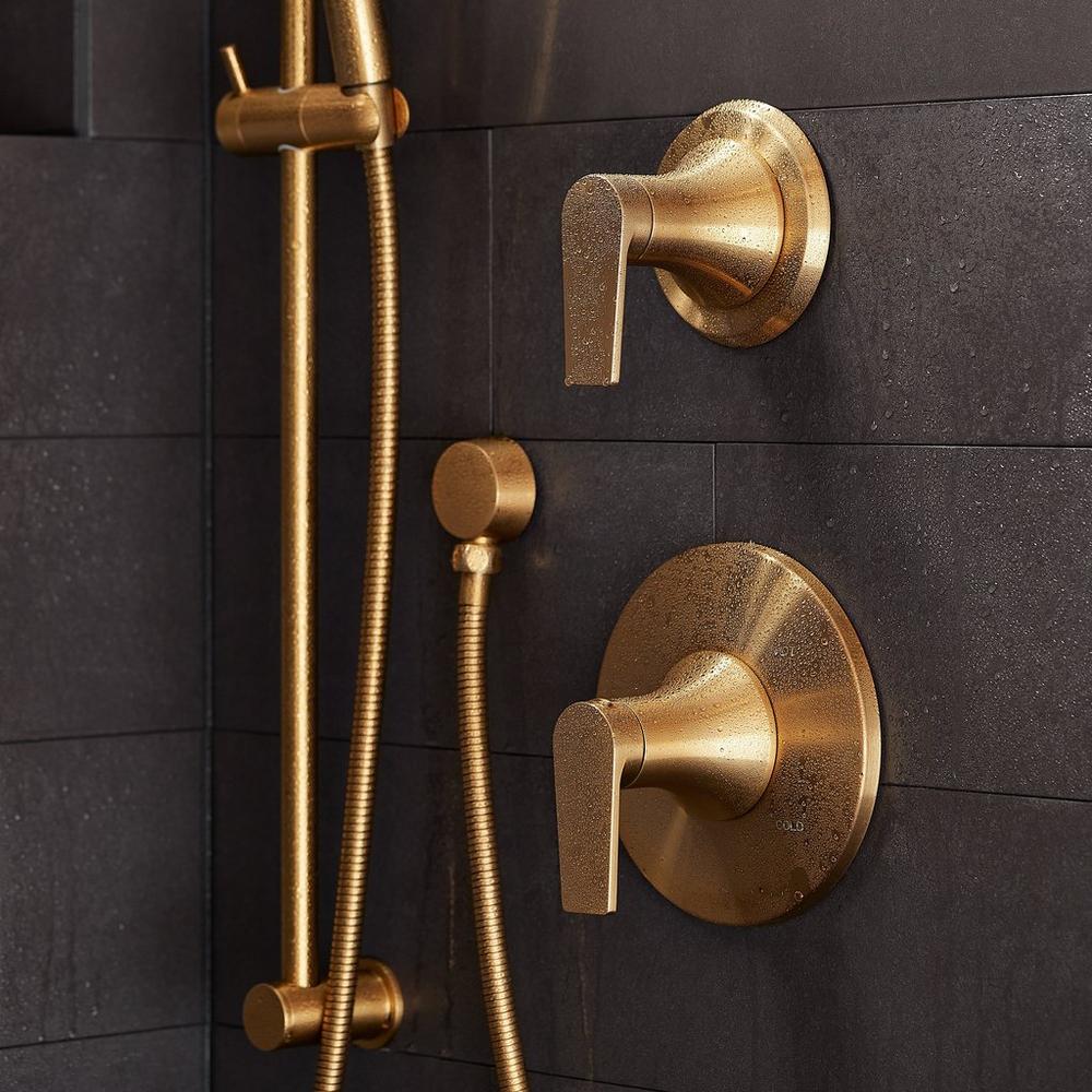 Berwyn Pressure Balance Shower System with Slide Bar and Hand Shower - Brushed Gold