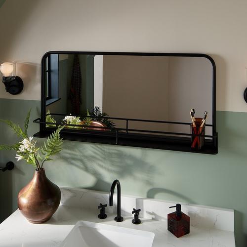 Trace Iron Decorative Vanity Mirror in Matte Black