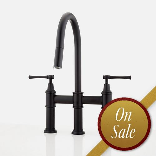Hurston Pull-Down Bridge Kitchen Faucet - Matte Black