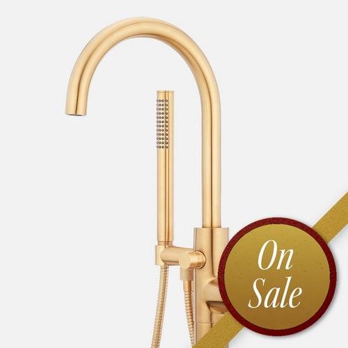 Vassor Freestanding Tub Faucet with Hand Shower - Brushed Gold