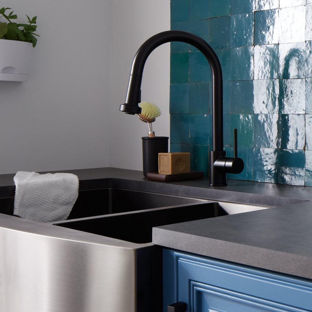 Atlas Kitchen Sink with Ridgeway Kitchen Faucet in Matte Black