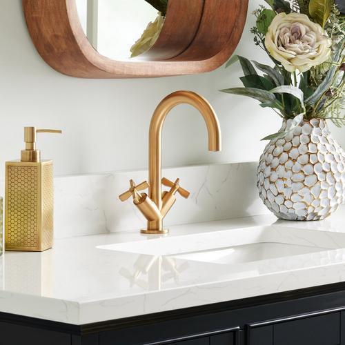 Vassor Single-Hole Bathroom Faucet in Brushed Gold