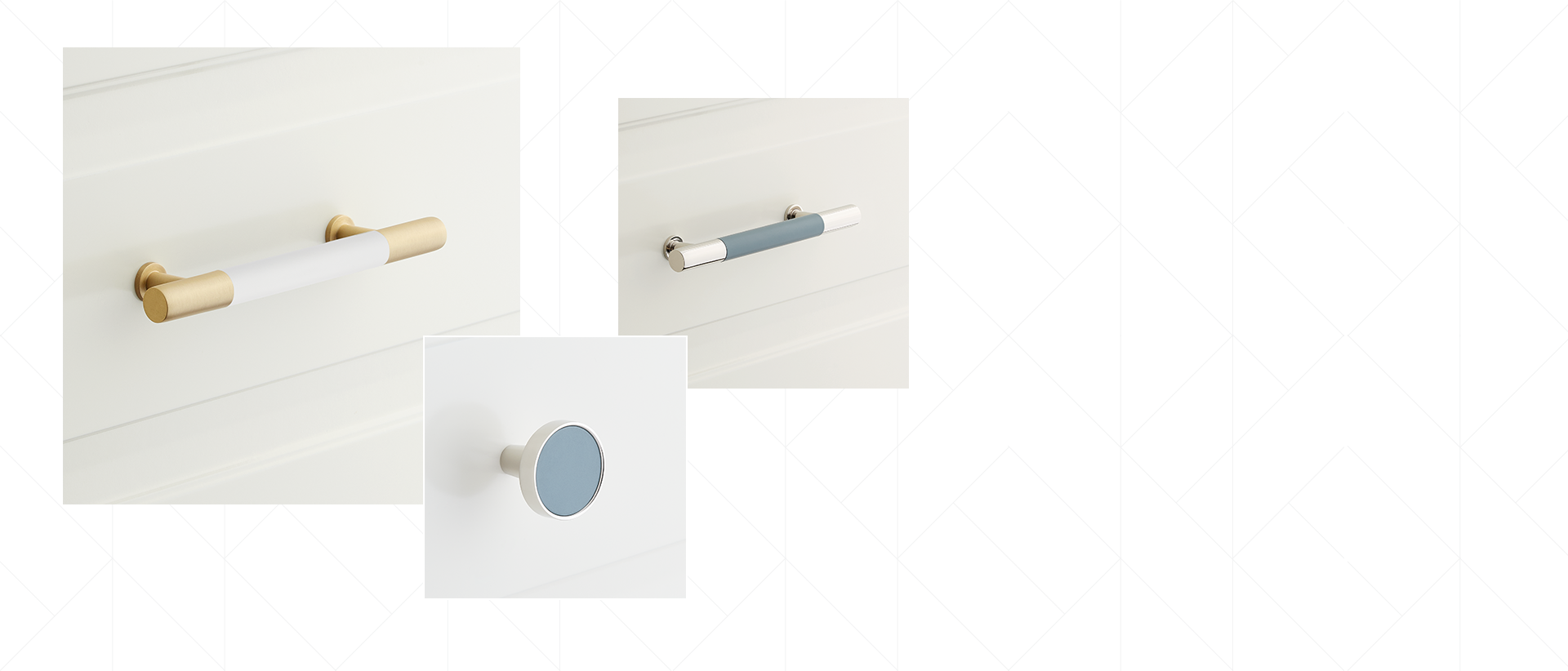 Simbury Enamel & Brass Cabinet Pull, Knob - Matte White/Satin Brass