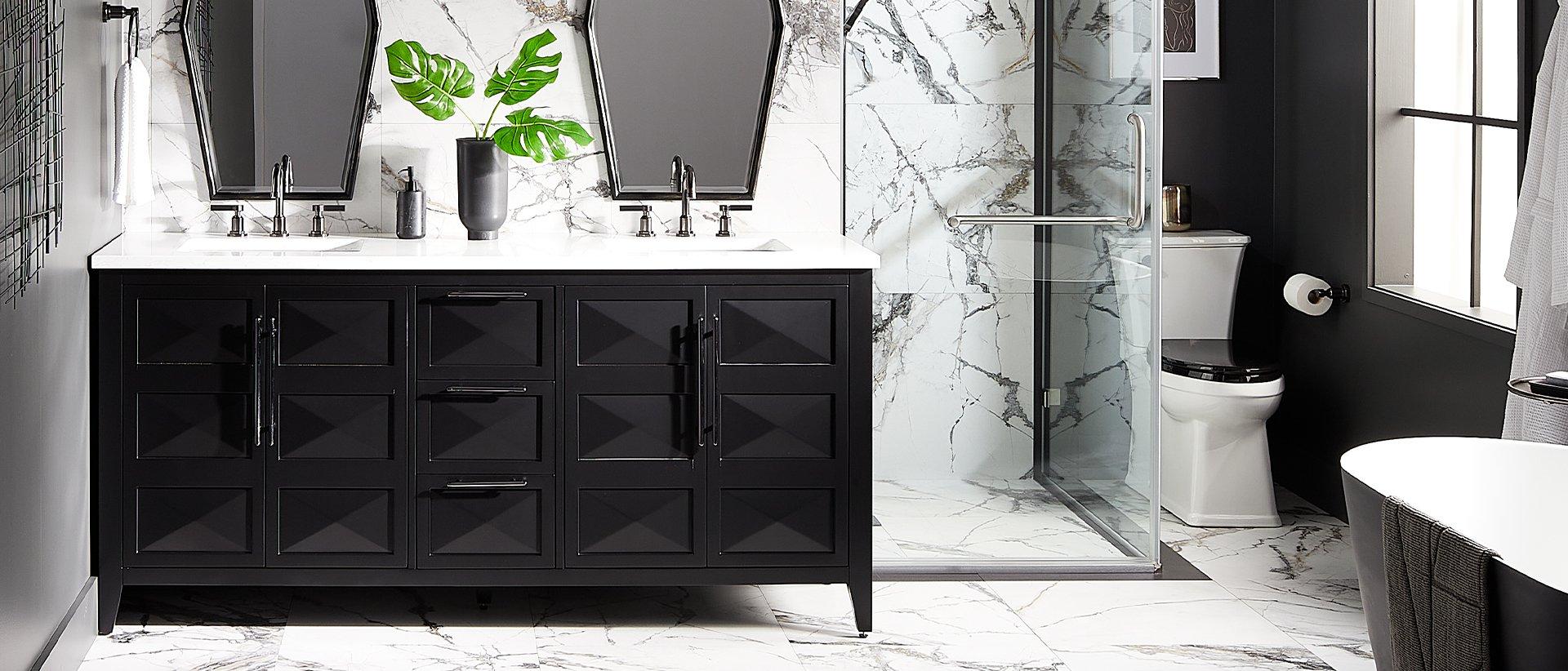 72" Holmesdale Vanity with Rectangular Undermount Sinks - Black