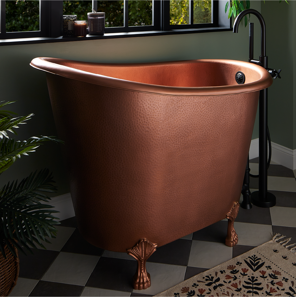 Abbey Copper Slipper Clawfoot Soaking Tub - Antique Copper Patina