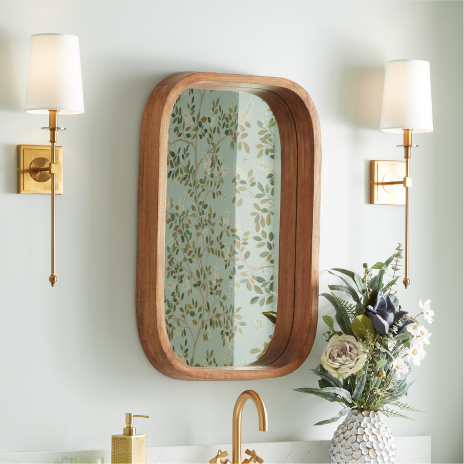 Acrewood Oval Wood Vanity Mirror - Natural Mango Wood