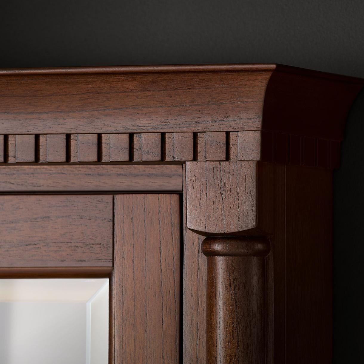 Patzi Vanity, Lazzara Cabinet Pull - Brown Leather and Brushed Gold, Orwell Cabinet Hardware - Brushed Nickel