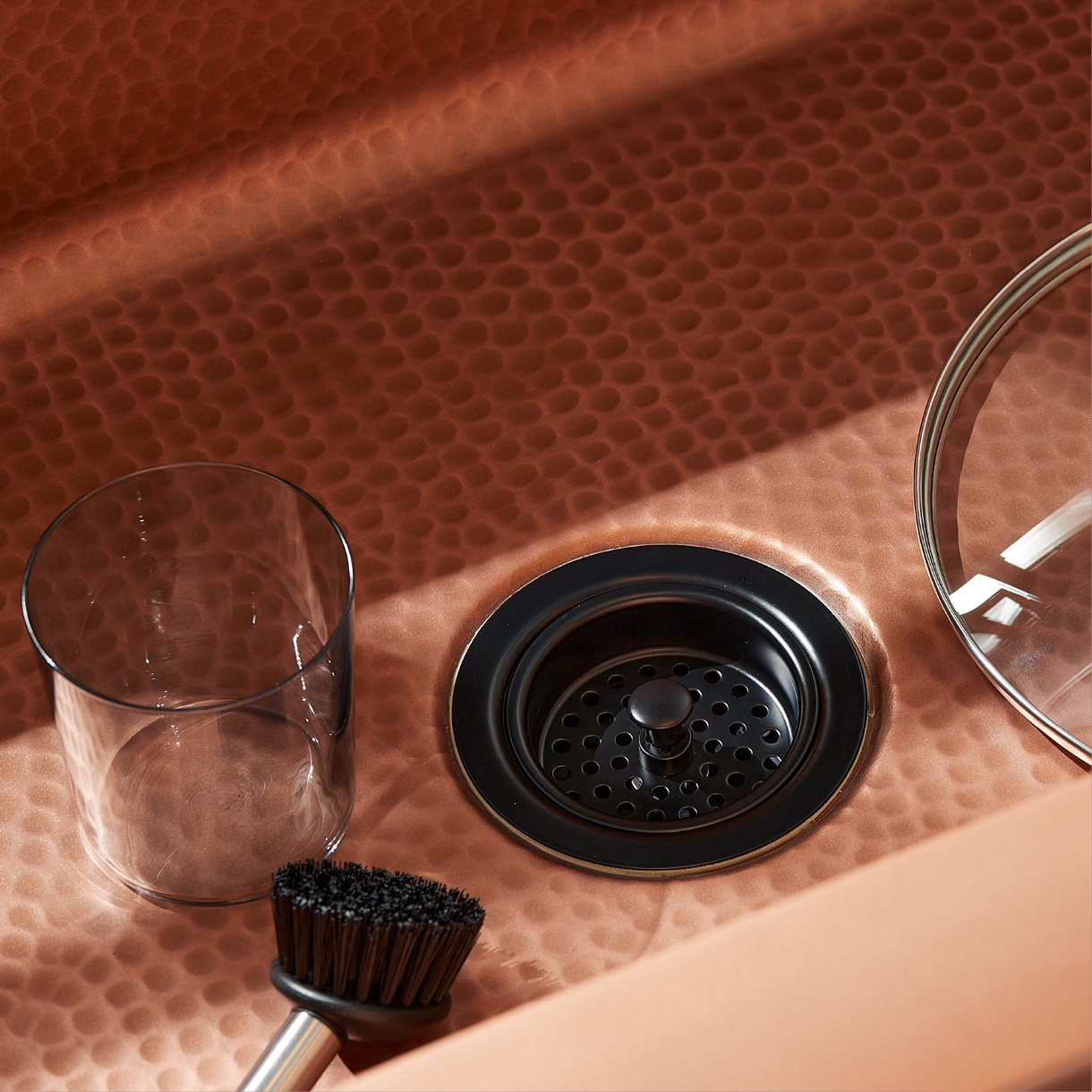 closeup of Raina Copper Farmhouse Sink