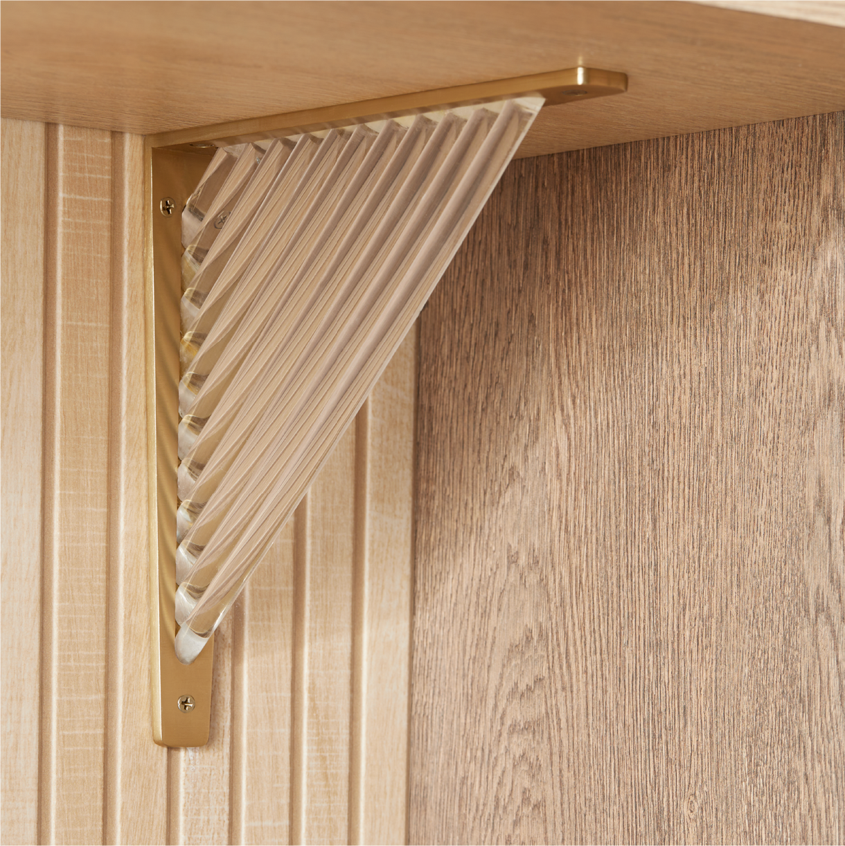 Daylen Brass and Acrylic Shelf Bracket - Satin Brass