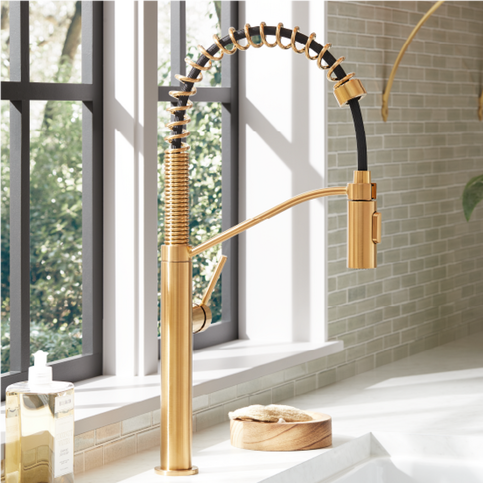 Eiler Kitchen Faucet with Pull Down Spring Spout - Brushed Gold