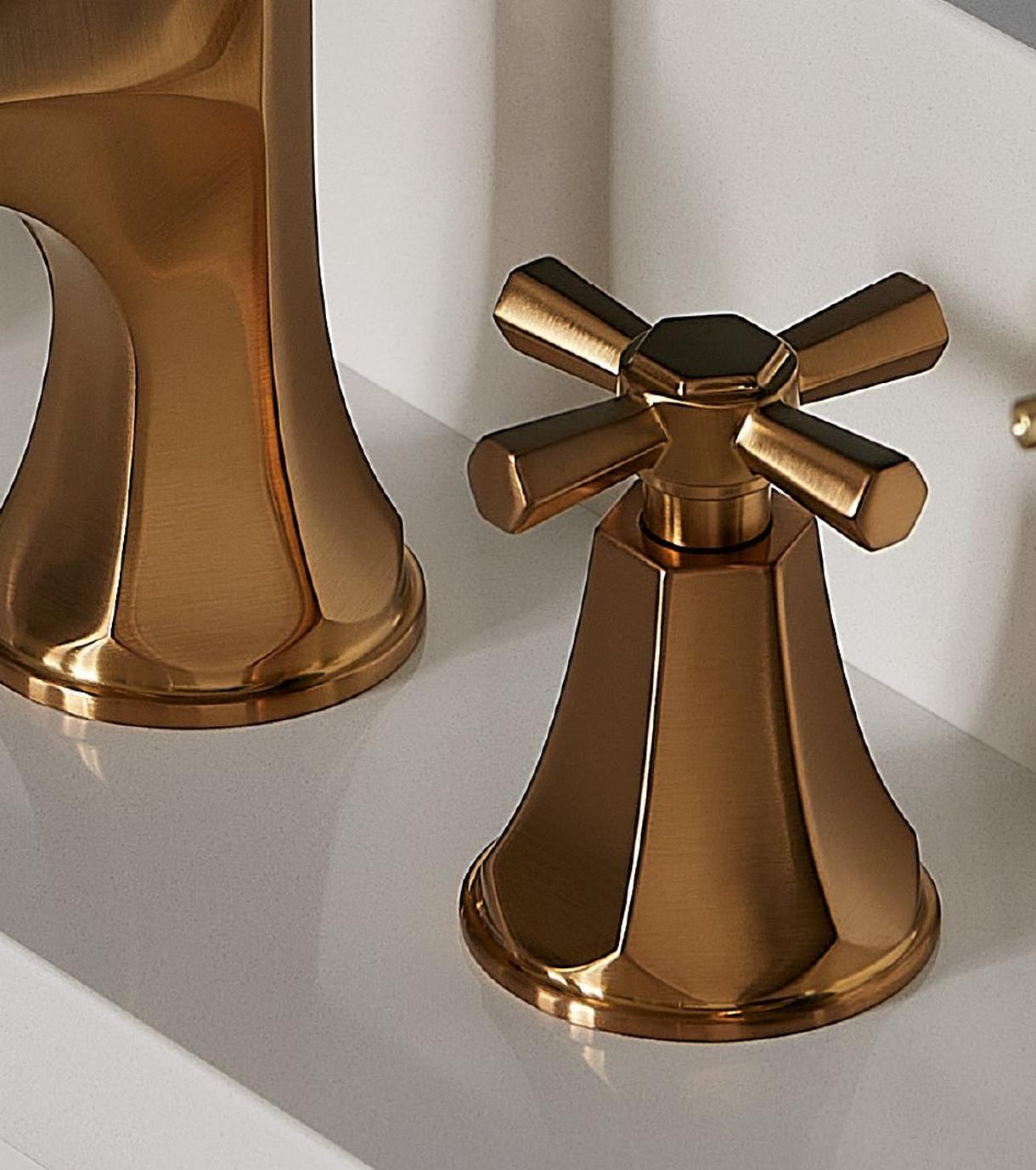 Elita Widespread Bathroom Faucet - Cross Handles - Brushed Gold