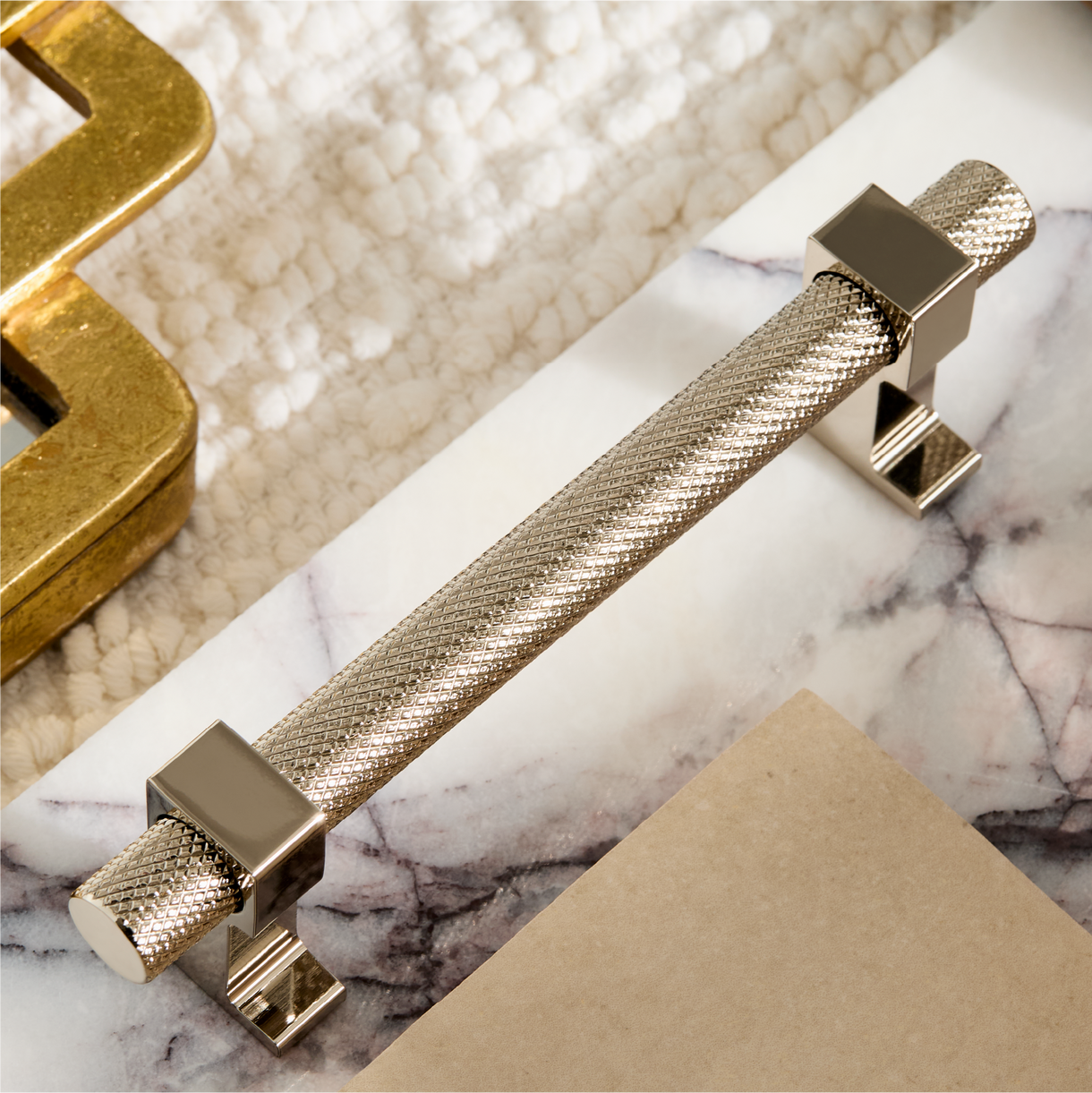 Andrex Knurled Cabinet Pull - Polished Nickel