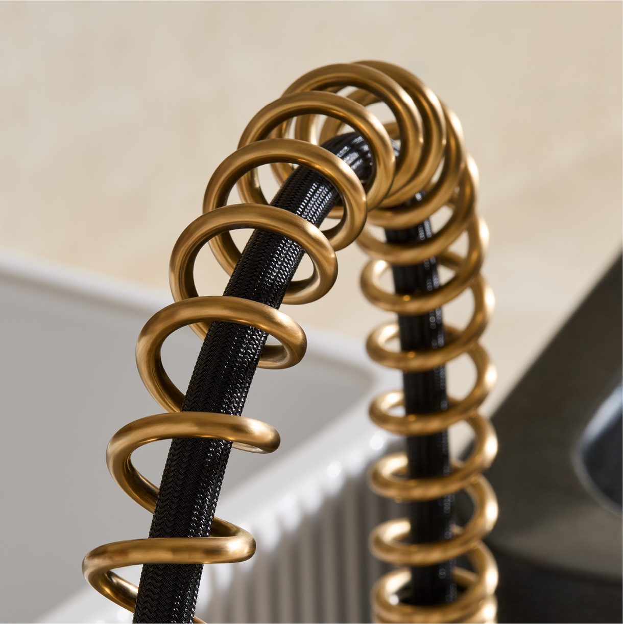 Beasley Bridge Kitchen Faucet with Pull-Down Spring Spout - Brushed Gold