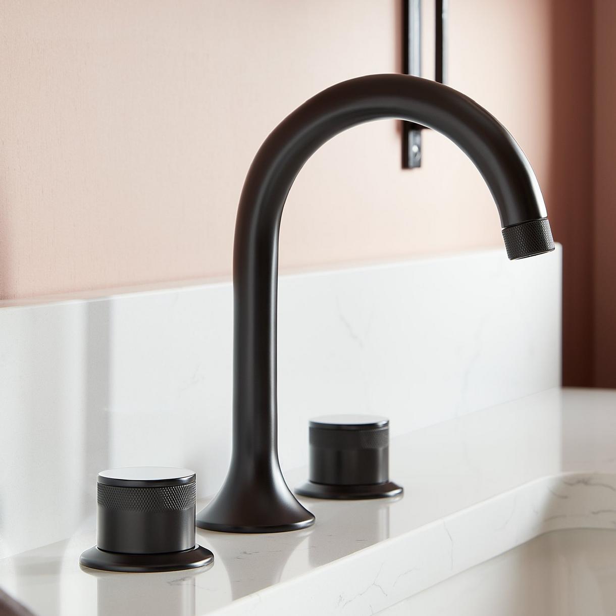 Lentz Widespread Bathroom Faucet - Knob Handles - Matte Black
