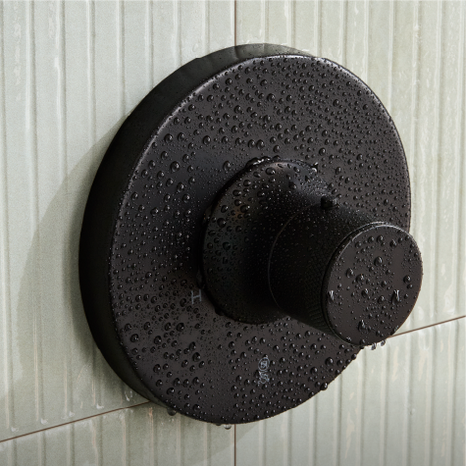Lentz Thermostatic Shower Valve Trim - Knob Handle - Matte Black