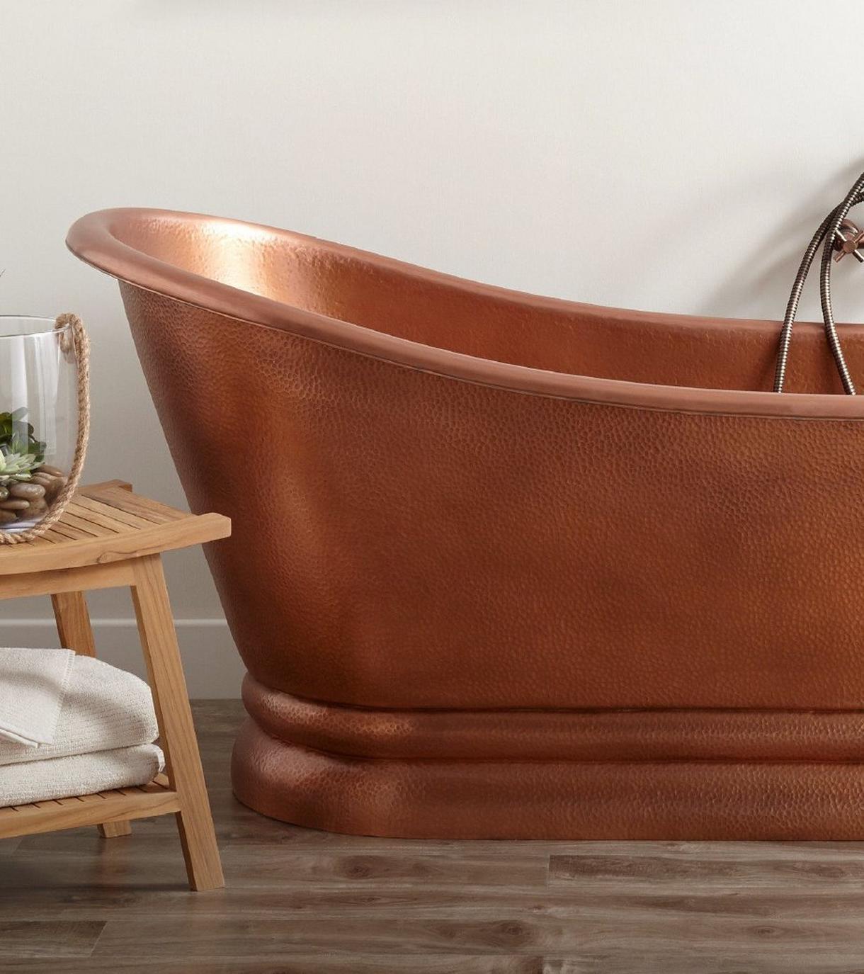Paxton Copper Slipper Pedestal Tub - Antique Copper Patina