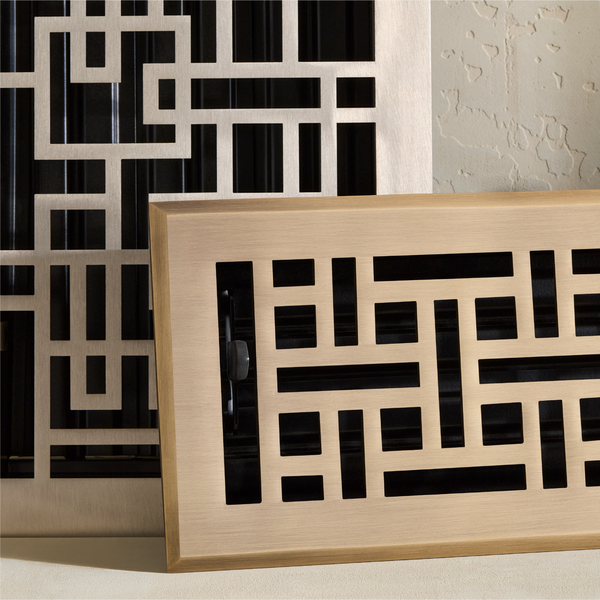 Wicker Style Brass Floor Register