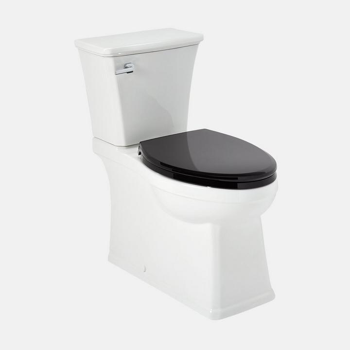 Benbrook Two-Piece Skirted Elongated Toilet with Heavy Duty Standard Black Seat