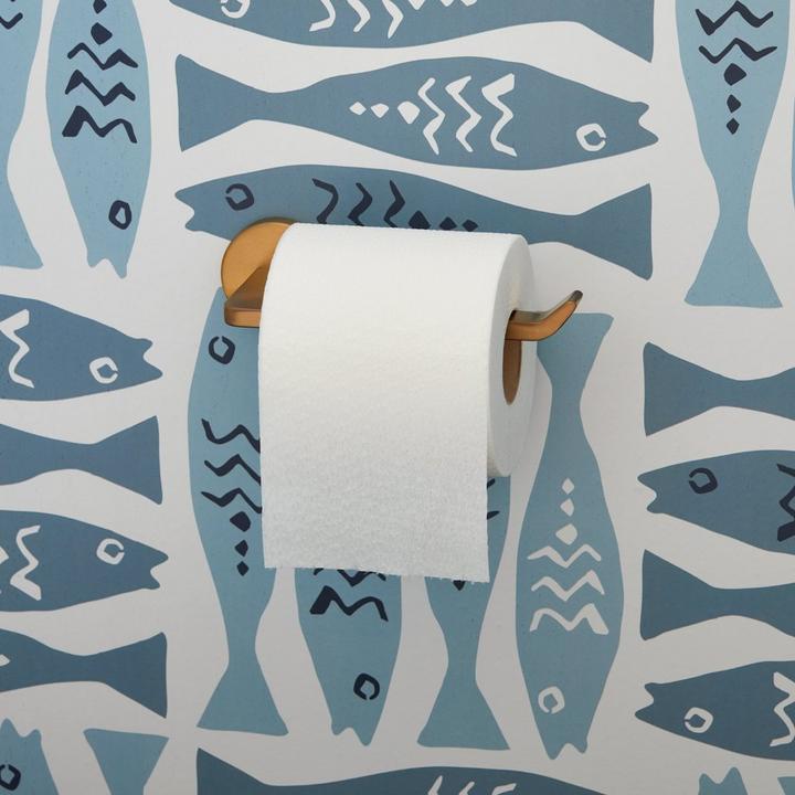 Drea Open-Ended Toilet Paper Holder in Brushed Gold
