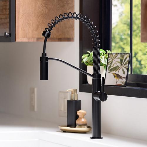 Eiler Single-Hole Kitchen Faucet with Pull-Down Spring Spout