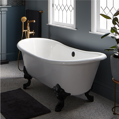 Lena Cast Iron Clawfoot Tub - Black Monarch Feet