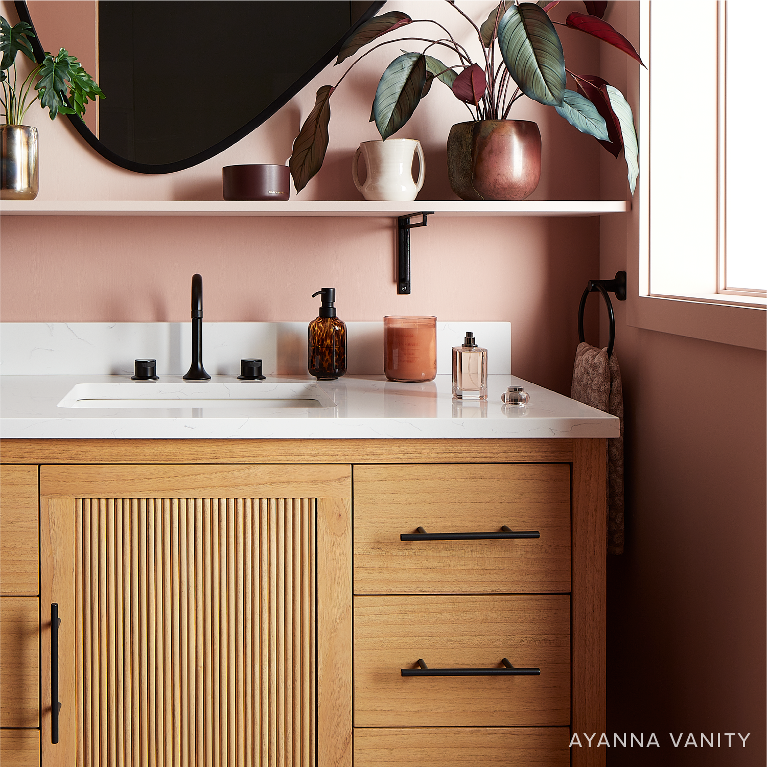Ayanna Vanity with Rectangular Undermount Sink - Natural Mindi