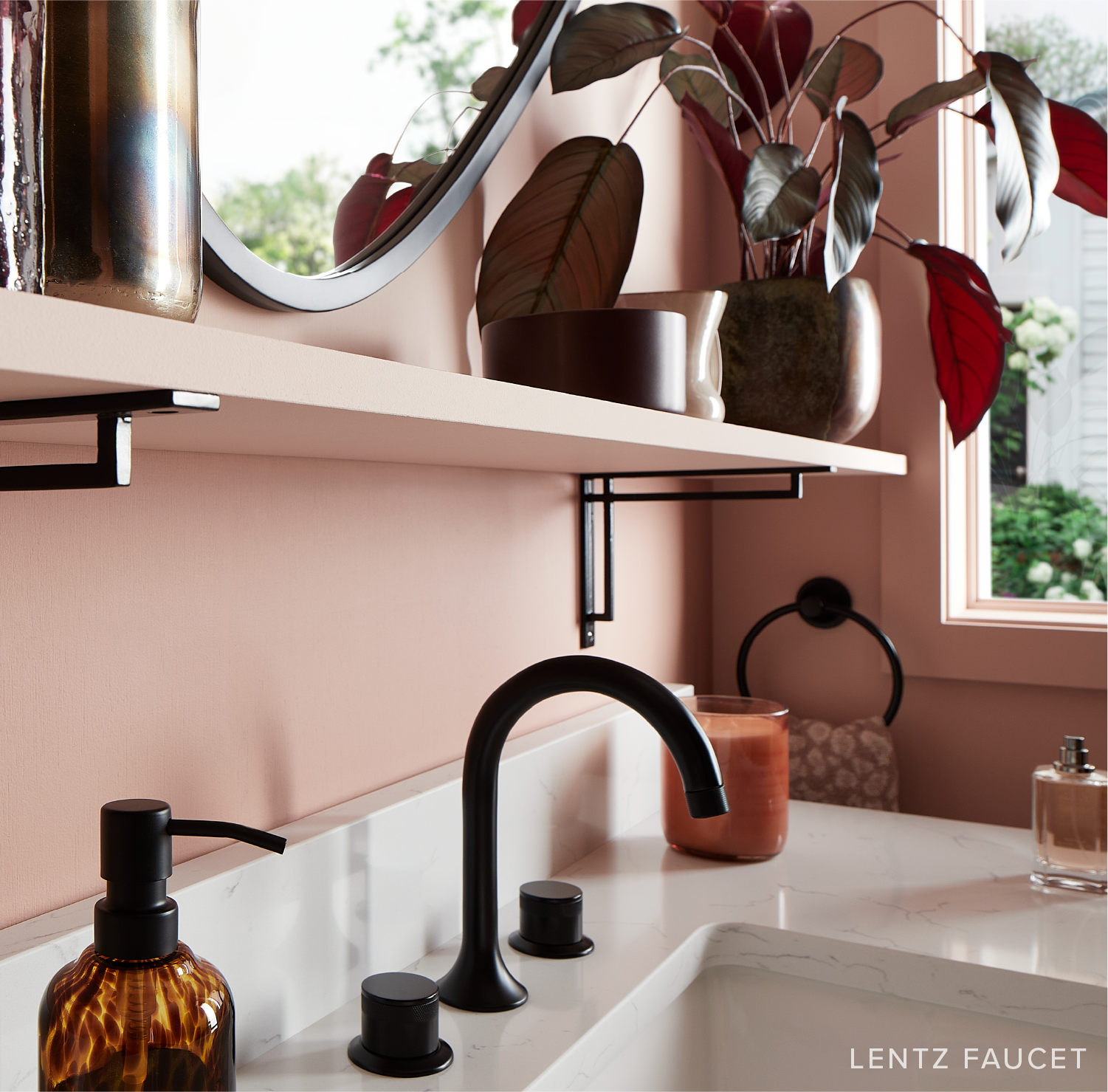 Lentz Widespread Bathroom Faucet - Knob Handles - Matte Black