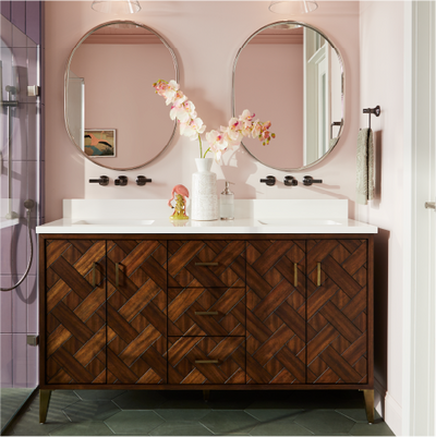 Patzi Double Vanity with Rectangular Undermount Sinks - Chocolate Bark Brown